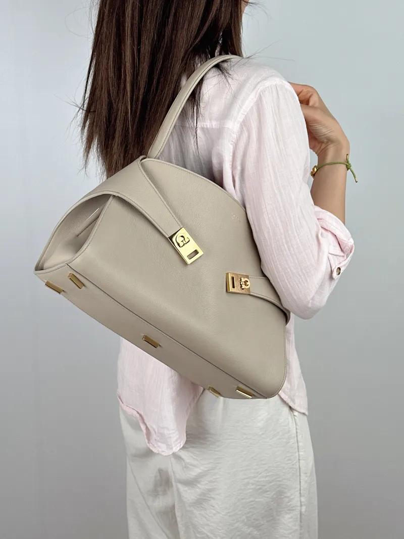 FERRAGAMO Top Handle Bag Tote Bag White Calfskin One Size33 × 15 × 23 cm — on-model view 2 of 2