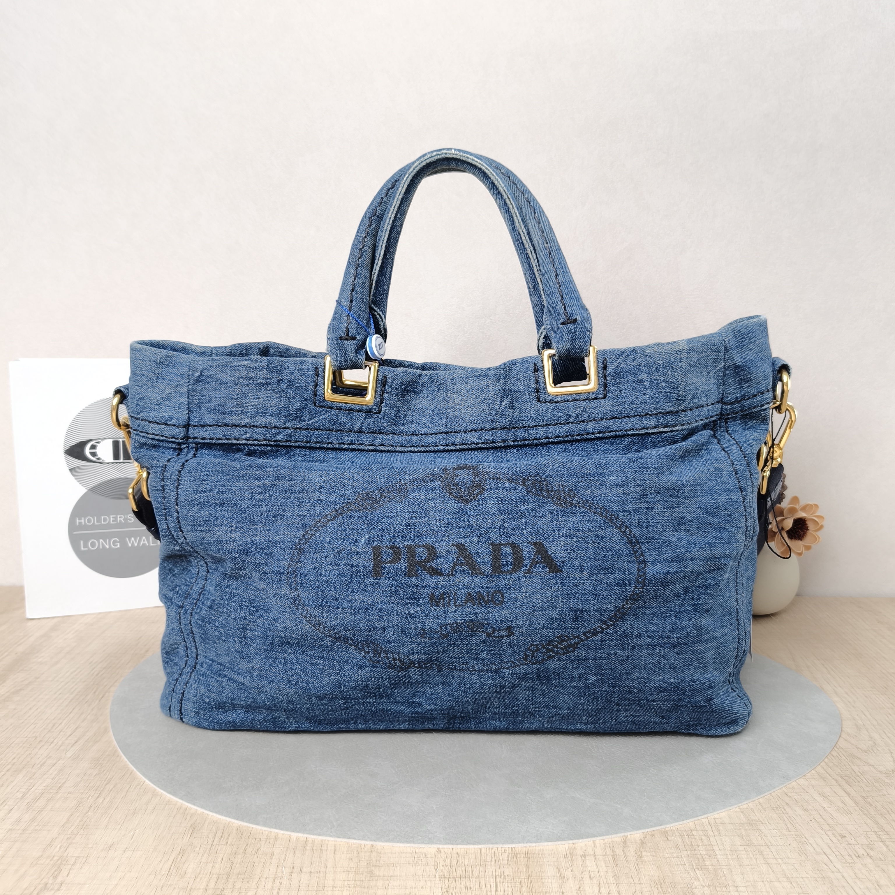 PRADA Top Handle Bag Tote Bag Blue One Size37 × 15 × 26 cm