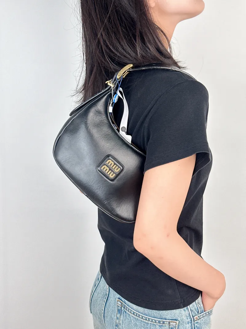 Miumiu Shoulder Bag Wander Hobo Black Calfskin Small20 × 6 × 17 cm — on-model view 2 of 2