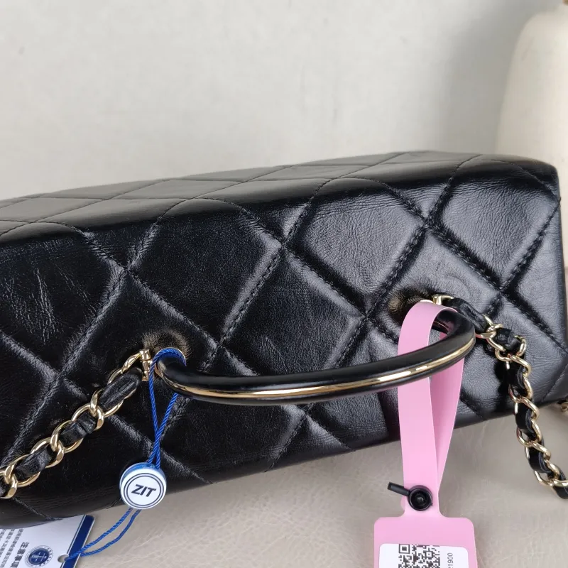 Chanel Crossbody Bag Box Bag Top Handle Crossbody Bag Black Calfskin 22 × 9 × 9.5 cm — detail view 6 of 14