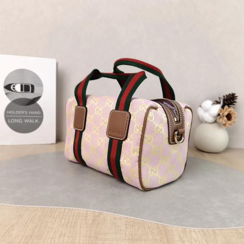 GUCCI Top Handle Bag Ophidia Pink Canvas One Size 20 × 12 × 13 cm — cover view 2 of 6