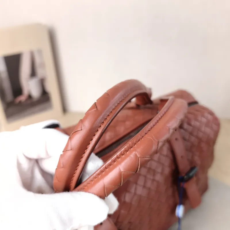 Bottega Veneta Top Handle Bag Woven Top Handle Bag Brown Calfskin One Size 34 × 16 × 20 cm — detail view 9 of 13