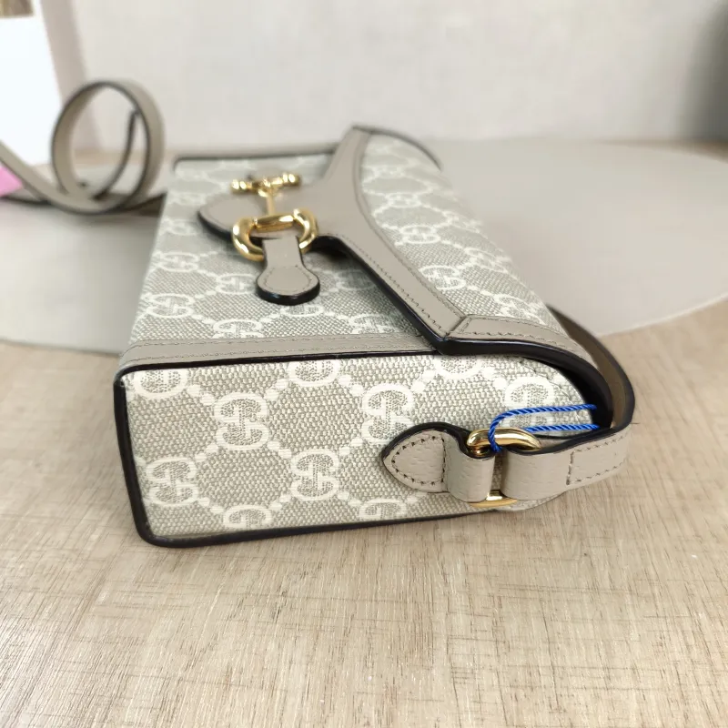 GUCCI Crossbody Bag Horsebit 1955Collection Mini Box Bag White Monogram PVC Mini 18 × 5 × 12 cm — detail view 10 of 11