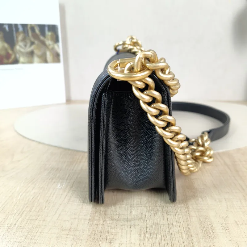 Chanel Crossbody Bag Le Boy​ Black Grained Calfskin Small 20.5 × 8.5 × 12 cm — detail view 1 of 11