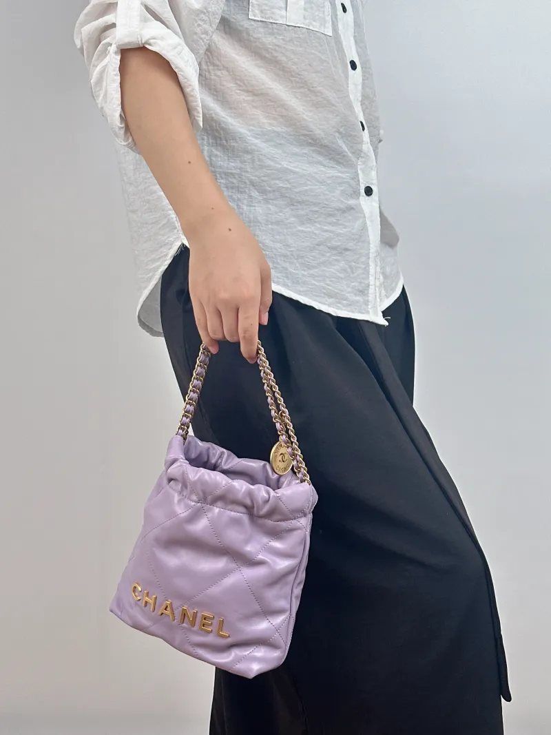 Chanel Crossbody Bag 22Bag Calfskin Mini 20 × 6 × 19 cm — on-model view 2 of 2