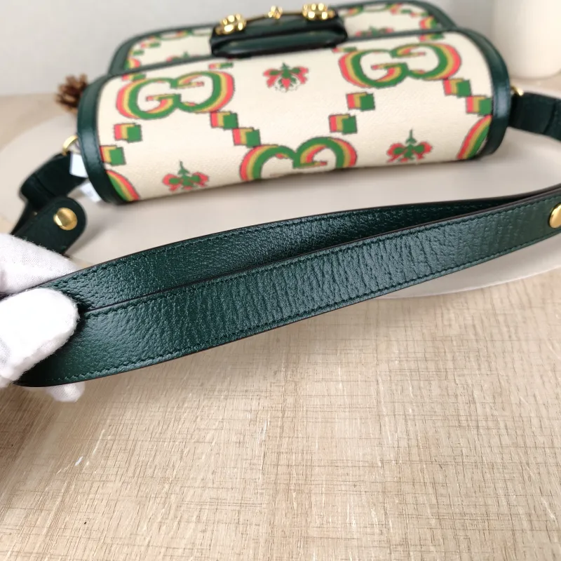 GUCCI Crossbody Bag Horsebit 1955 Horsebit Medium Colorblock Canvas Medium 25 × 8 × 18 cm — detail view 9 of 12