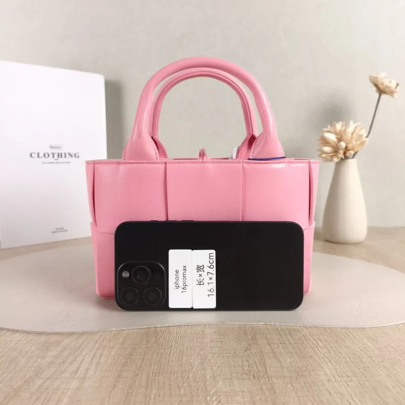 Bottega Veneta Top Handle Bag Arco Woven Tote Bag Pink Lambskin Mini 20 × 7 × 13 cm — cover view 2 of 5