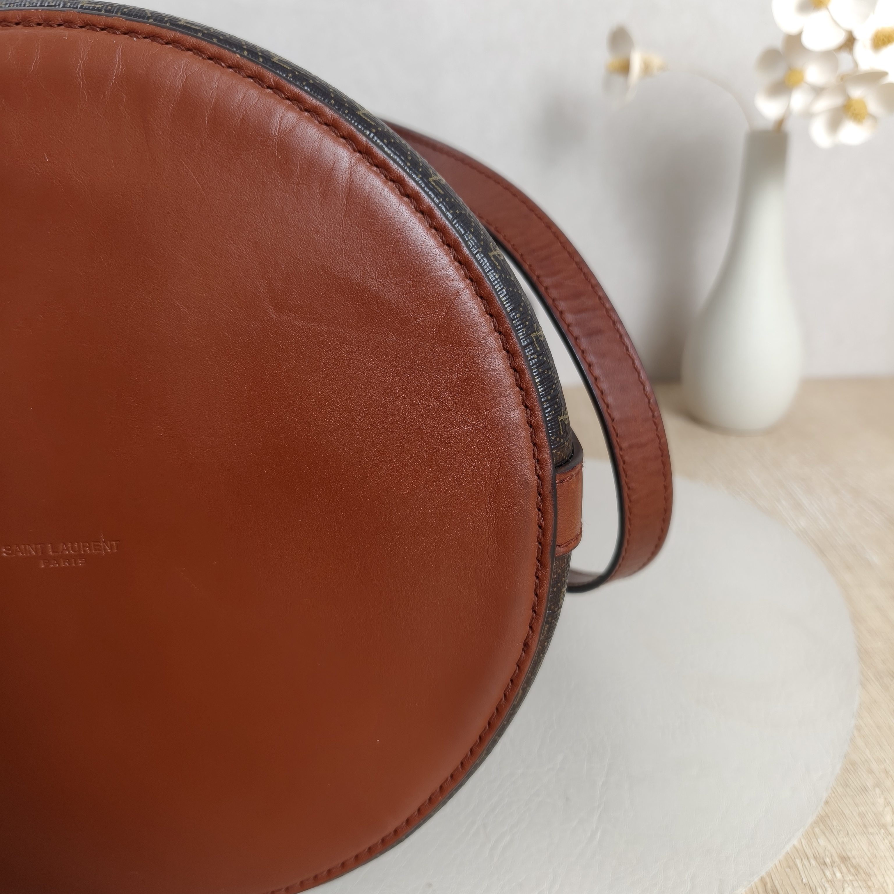 SAINT LAURENT Shoulder Bag Bucket Bag Brown PVC One Size21 × 21 × 37.5 cm — cover view 3 of 11
