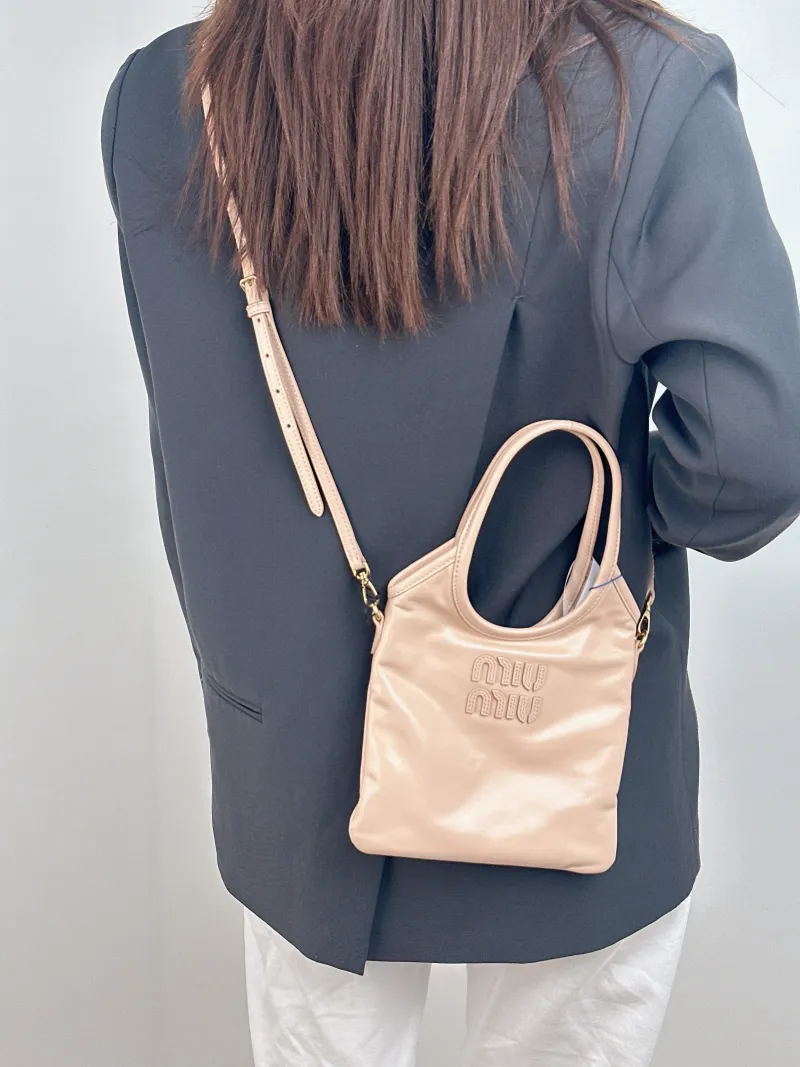 Miumiu Shoulder Bag IVY Tote Shopping Tote Pink Calfskin Mini 20*24 — on-model view 1 of 2