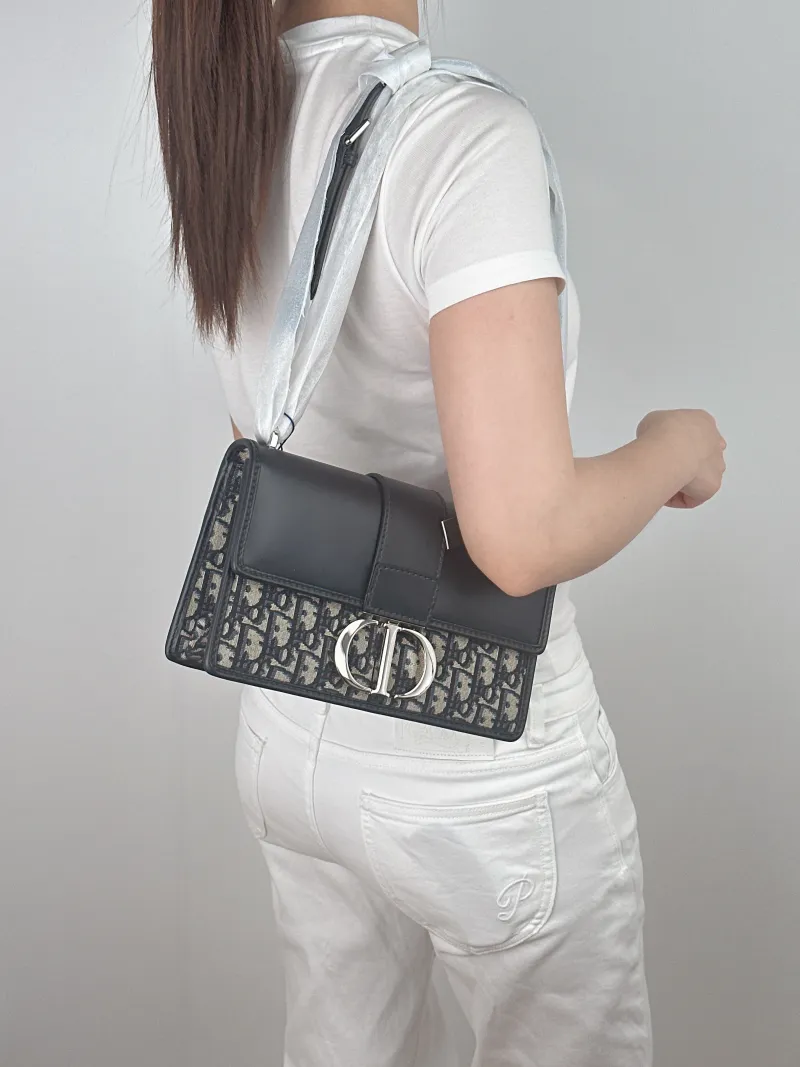 DIOR Crossbody Bag 30Montaigne 30 Blue Calfskin，Canvas Medium 25 × 9 × 16.5 cm — on-model view 2 of 2