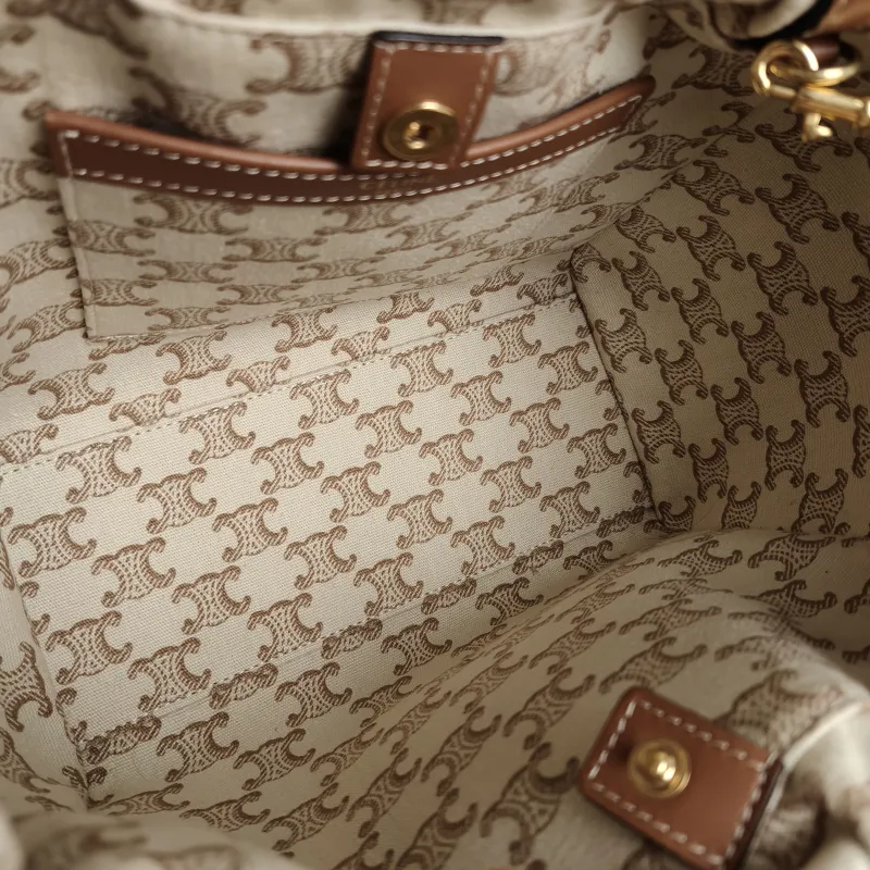 CELINE Top Handle Bag CABAS TRIOMPHE White PVC Small 22 × 15 × 17 cm — detail view 8 of 10