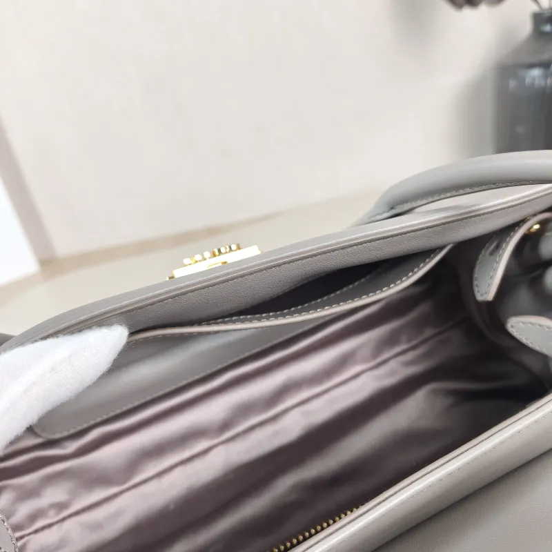 Miumiu Shoulder Bag Grey Calfskin One Size 27.5 × 10 × 14 cm — detail view 8 of 12