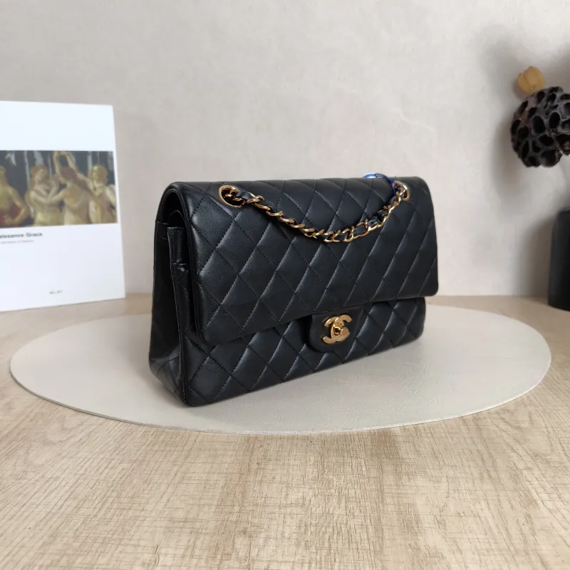 Chanel Crossbody Bag Classic Flap CF Black Calfskin Rose Gold Medium25.5 × 6.5 × 15.5 cm — cover view 10 of 10