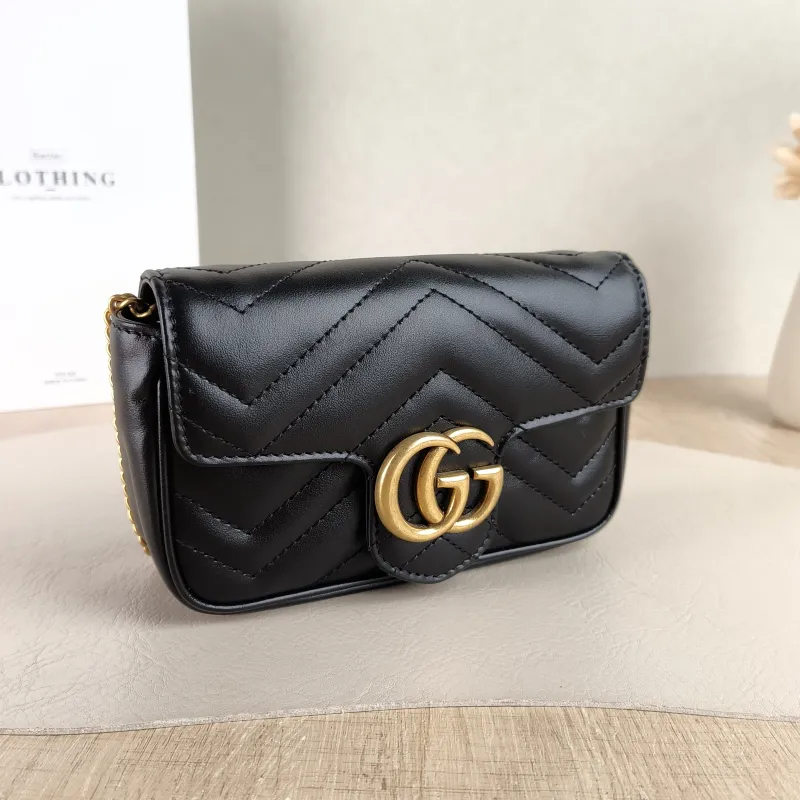 GUCCI Crossbody Bag GG Marmont Mini Marmont Mini Black Calfskin Mini 16.5 × 4.5 × 9.5 cm — cover view 4 of 5