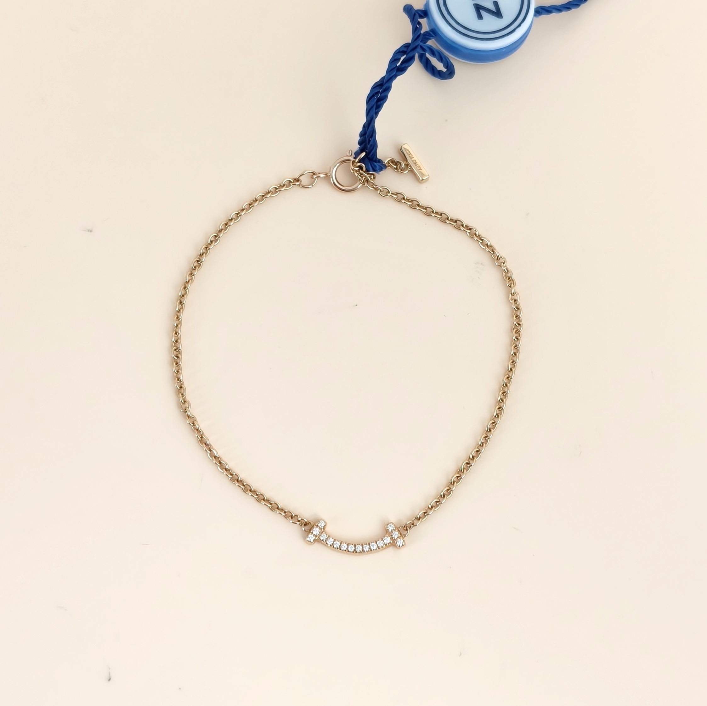 Tiffany&Co. Bracelet TC ollection Smile Pavé Diamond Bracelet Rose Gold Diamond18KR ose Goldmini16cm