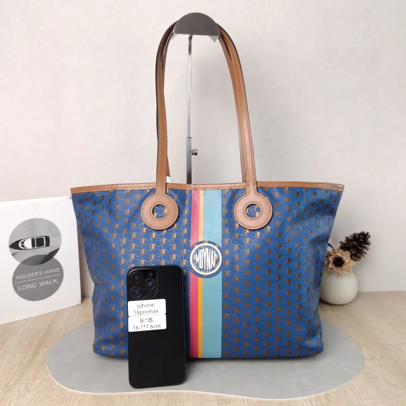 Moynat Shoulder Bag Blue Canvas 34 × 14 × 26 cm — cover view 5 of 5