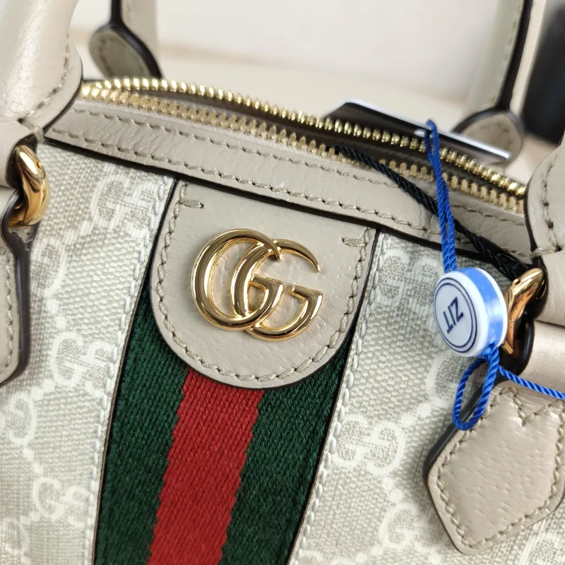 GUCCI Top Handle Bag Ophidia Beige PVC Mini 21.5 × 11.5 × 14 cm — detail view 8 of 14