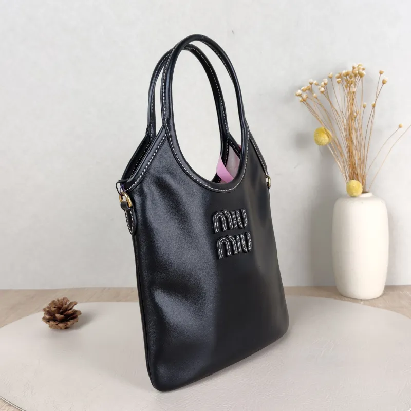 Miumiu Shoulder Bag IVY Tote Shopping Tote Black CC alfskin Mini 20*24 — cover view 5 of 5