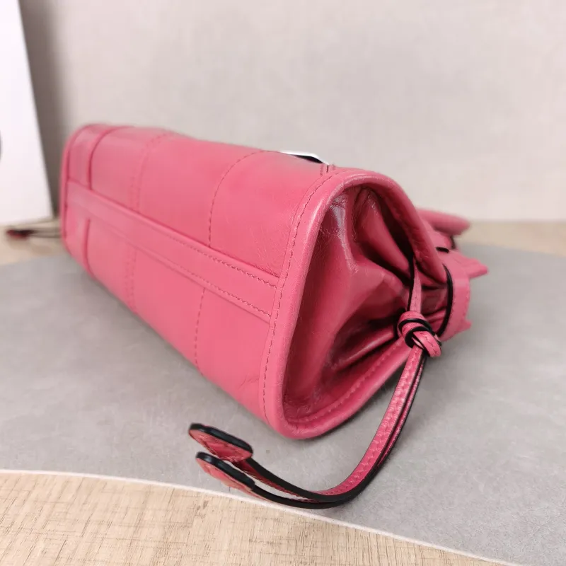 PRADA Top Handle Bag Bonnie Soft Lux Red Waxed Leather Calfskin Mini 23.5 × 9 × 12 cm — detail view 11 of 12