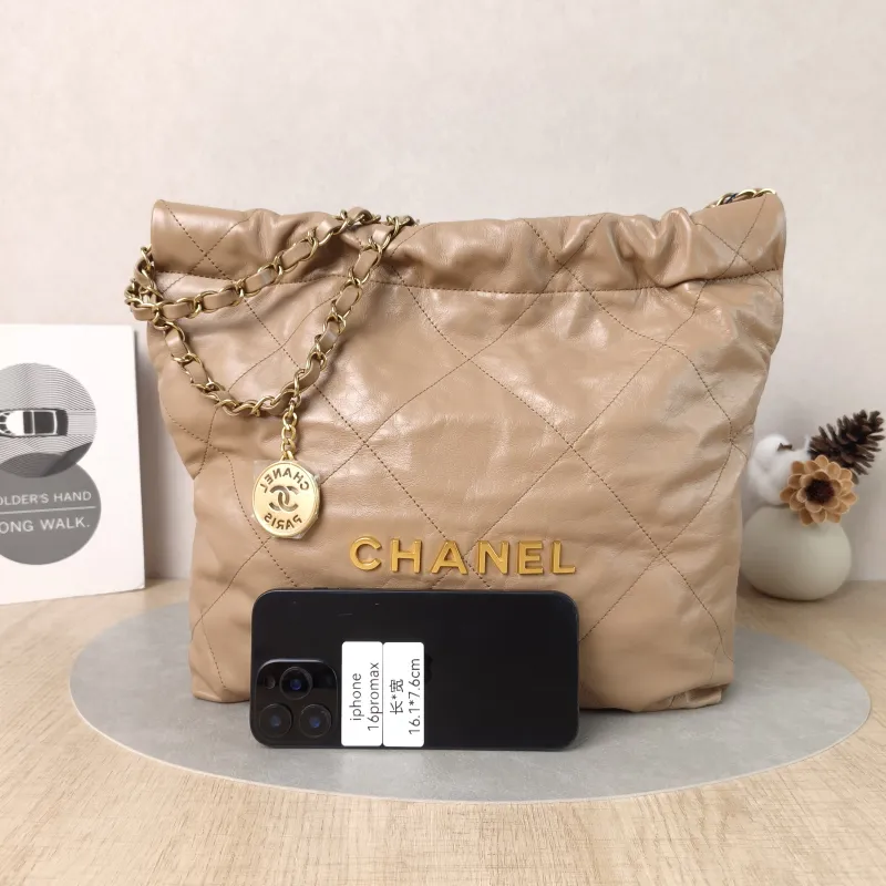 Chanel Shoulder Bag22Bag Taupe Calfskin Small35 × 7 × 37 cm — cover view 3 of 6