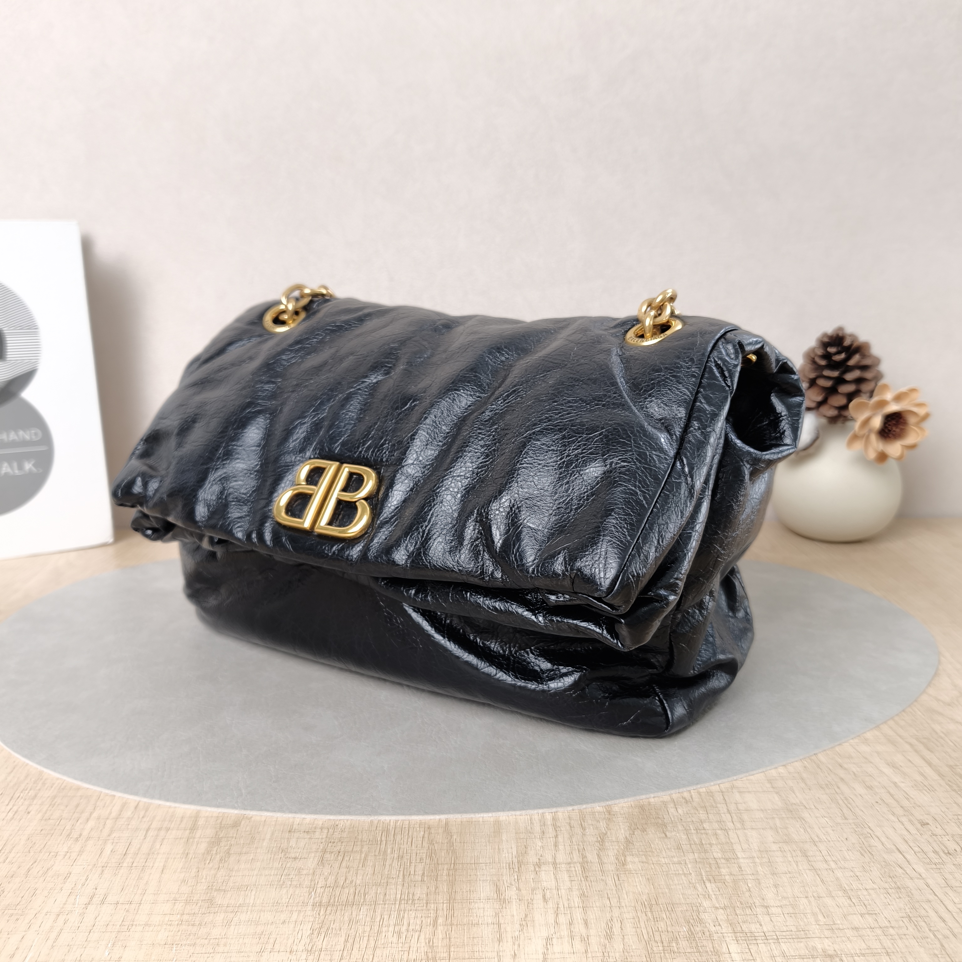 BALENCIAGA Shoulder Bag MONACO Chain Bag Black Calfskin Small28 × 10 × 18 cm — cover view 6 of 6