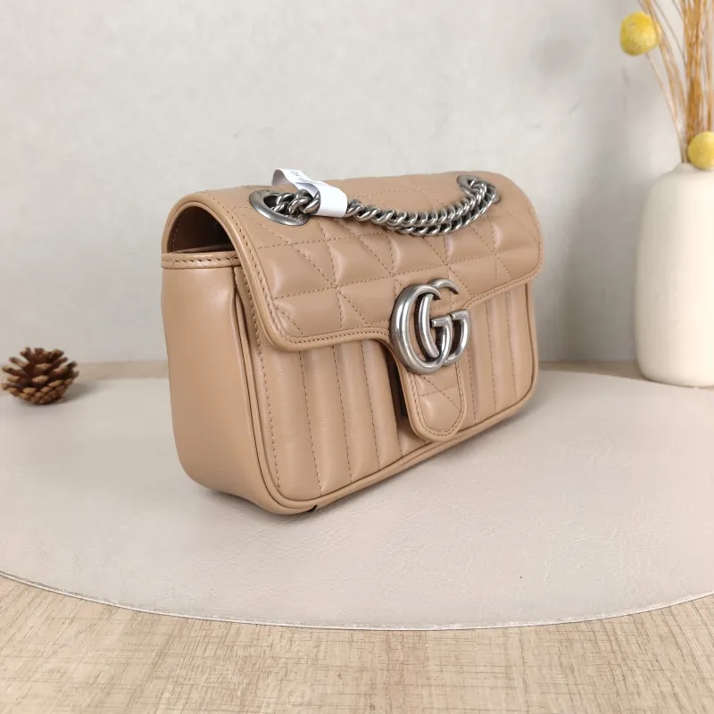 GUCCI Crossbody Bag GG Marmont Small Marmont 22 Taupe Calfskin Small 22 × 6 × 13 cm — cover view 5 of 5