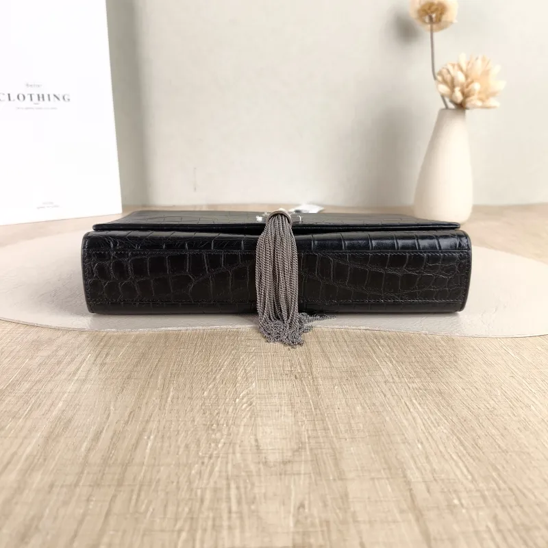 SAINT LAURENT Crossbody Bag KATE Edition Black Calfskin Medium 24 × 5.5 × 14.5 cm — cover view 3 of 5