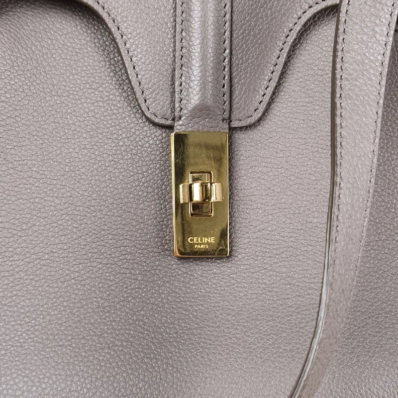 CELINE Shoulder Bag Soft 16Shoulder Bag Grey Calfskin Medium 32 × 15 × 24 cm — detail view 9 of 10