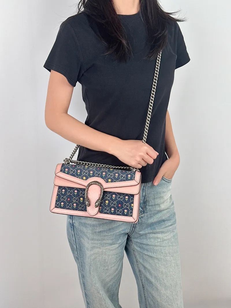 GUCCI Shoulder Bag Dionysus Embroidered Colorblock Small 25 × 7 × 13.5 cm — on-model view 2 of 3
