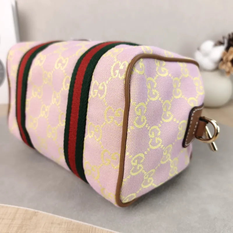 GUCCI Top Handle Bag Ophidia Pink Canvas One Size 20 × 12 × 13 cm — detail view 6 of 12