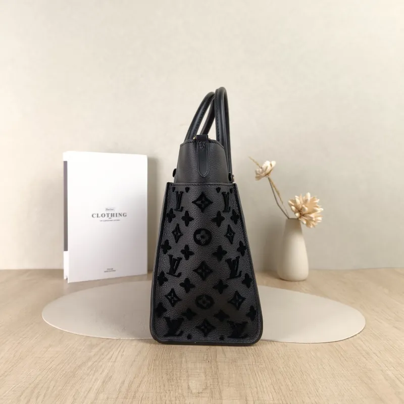 Louis Vuitton Top Handle Bag On My Side Black Calfskin Medium30.5 × 14 × 24.5 cm — detail view 13 of 14