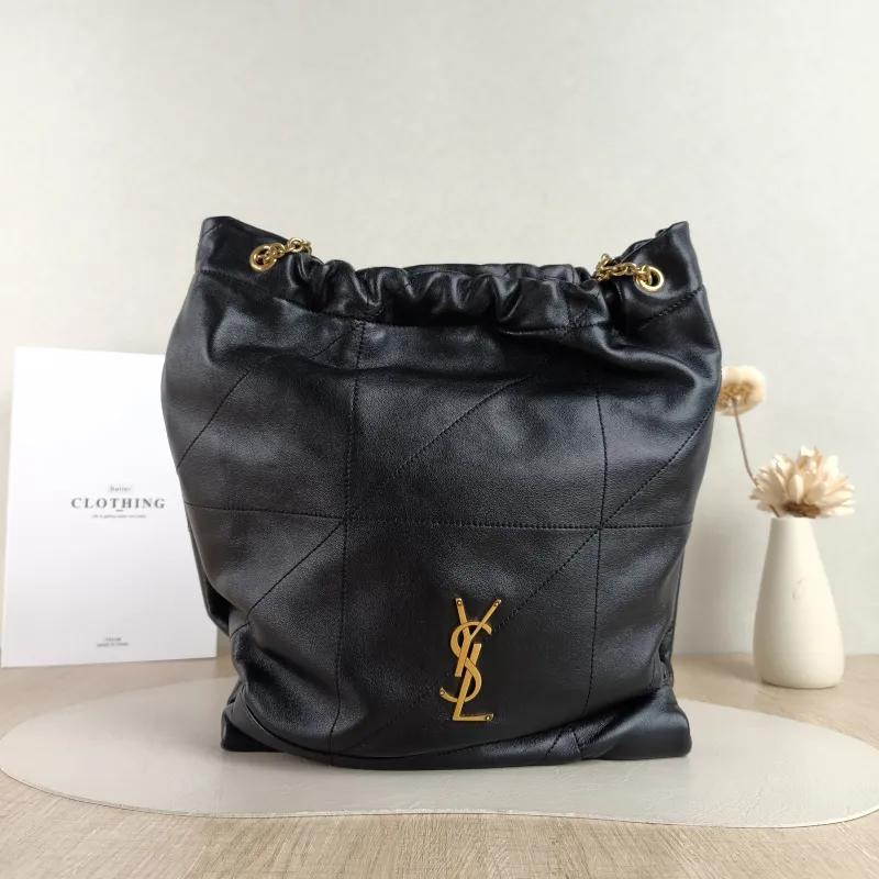 SAINT LAURENT Crossbody Bag JAMIE POCHON Black Lambskin Medium 27 × 3 × 34 cm