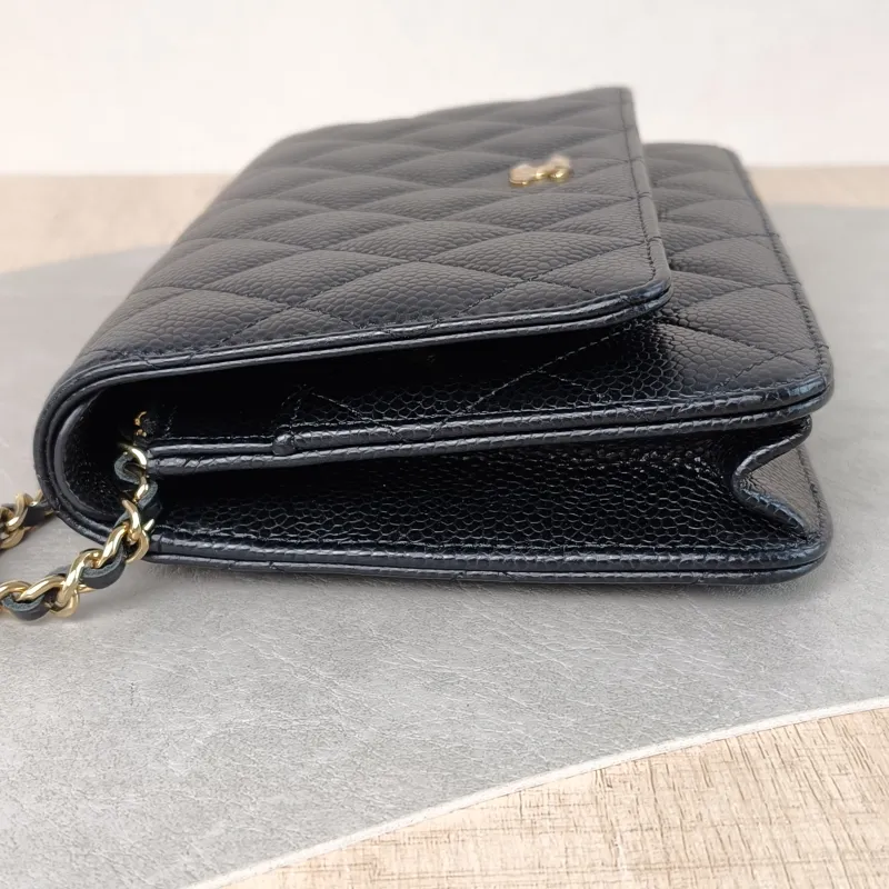 Chanel Crossbody Bag Classic Flap WOC CF WOCWOC Bag Black Grained Calfskin Mini 19.2 × 3.5 × 12.3 cm — detail view 8 of 11
