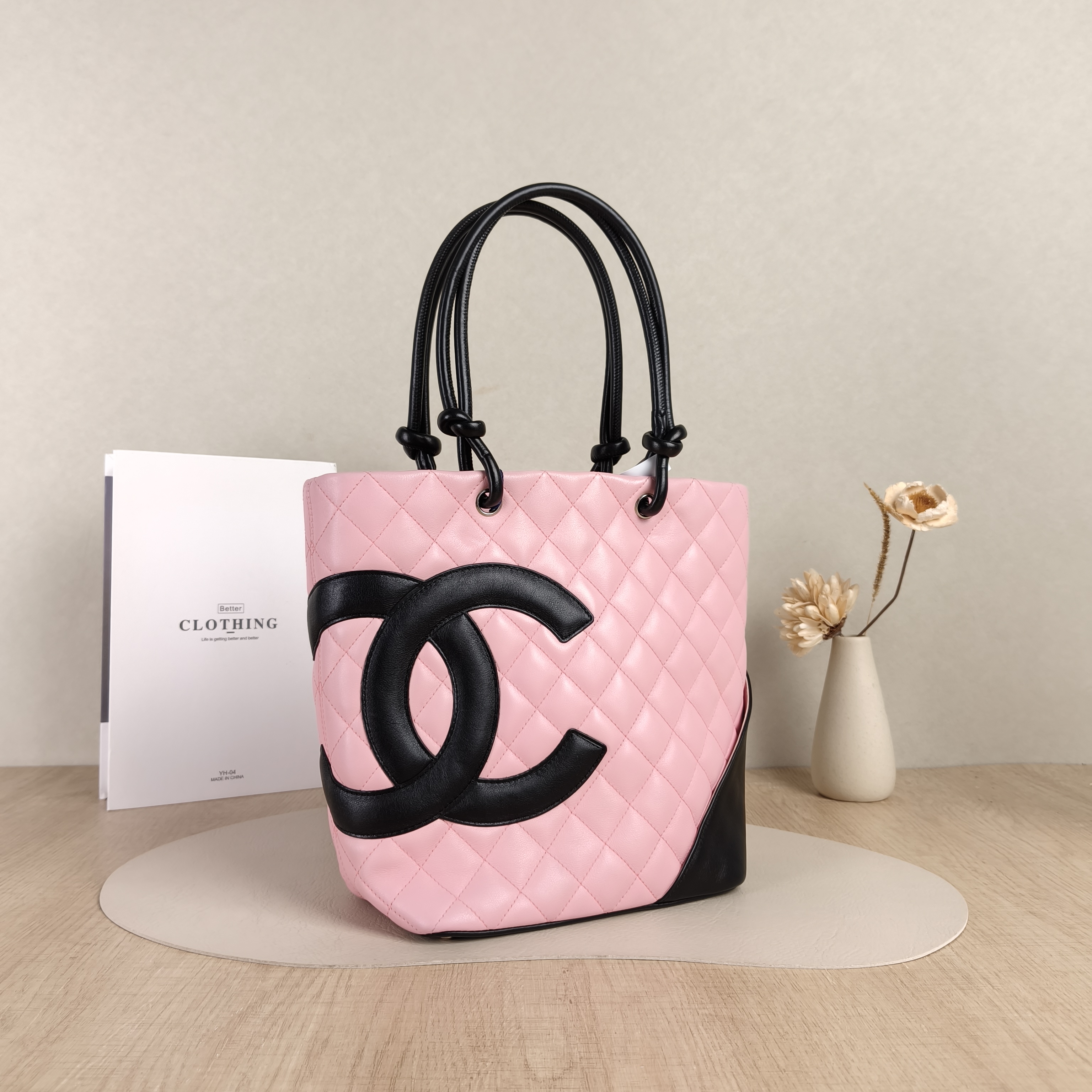 Chanel Top Handle Bag Cambon Basket Pink · Black Calfskin Small20 × 12 × 24 cm — cover view 2 of 5