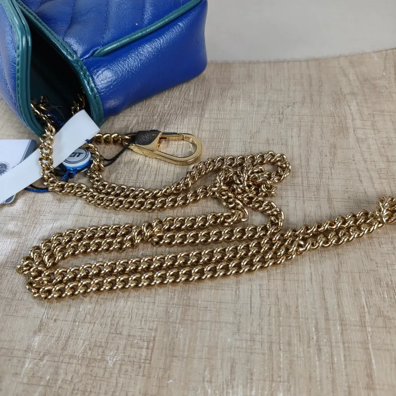 GUCCI Crossbody Bag GG Marmont Mini Marmont Mini Blue Calfskin Mini 16.5 × 4.5 × 9.5 cm — detail view 2 of 11
