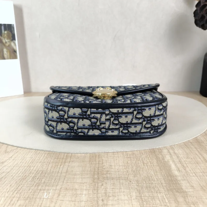 DIOR Shoulder Bag Médaillon Blue Canvas Small 21 × 5.5 × 12 cm — cover view 4 of 5