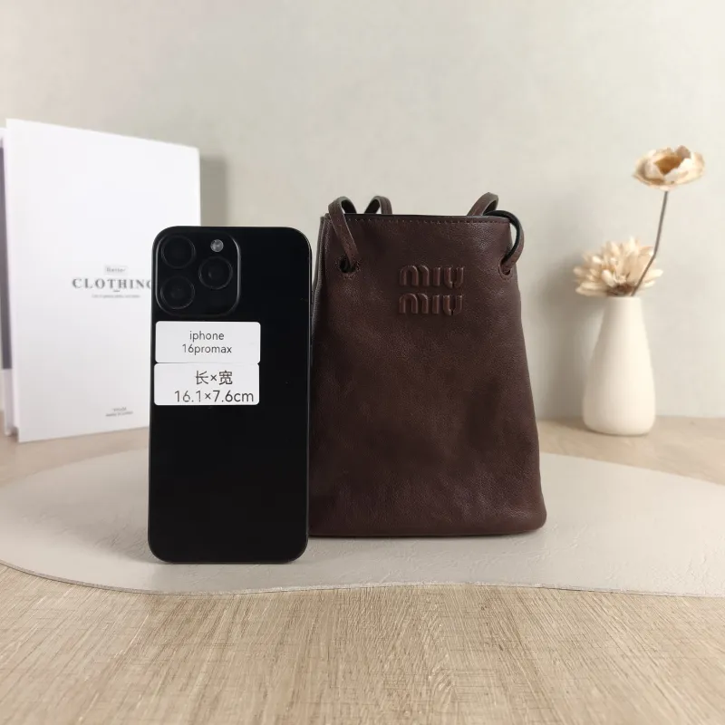 Miumiu Crossbody Bag logo Brown Lambskin One Size 14 × 6 × 16.5 cm — cover view 3 of 6