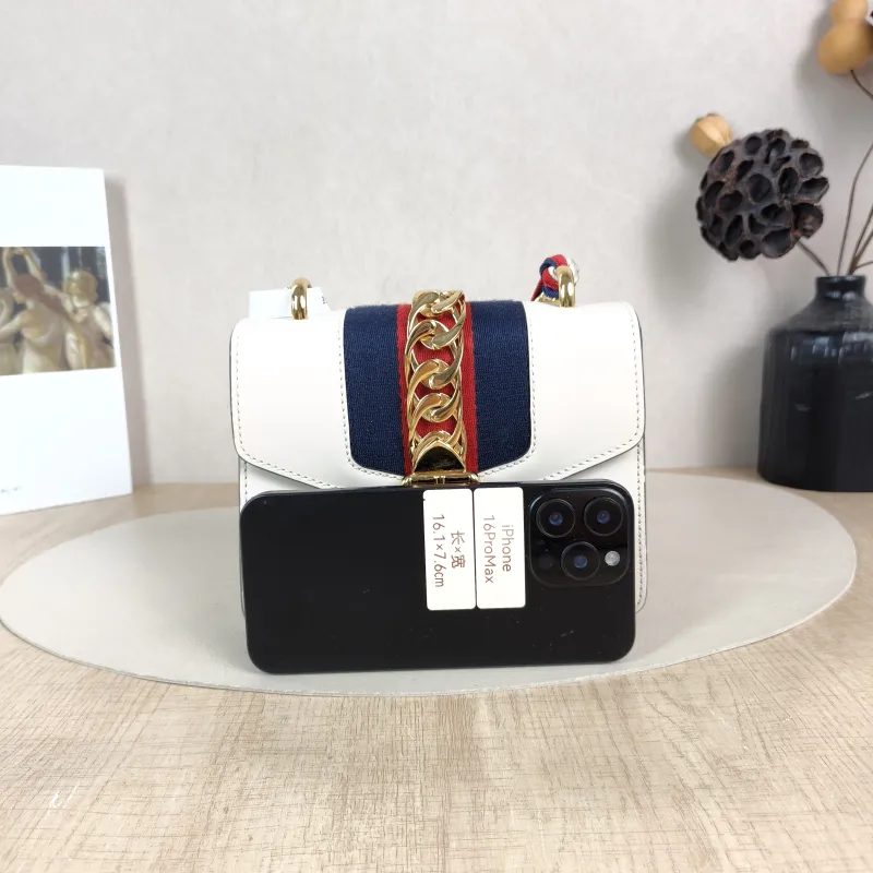 GUCCI Shoulder Bag Sylvie Shoulder Strap Edition White CC alfskin Mini 19 × 8 × 14 cm — cover view 2 of 6