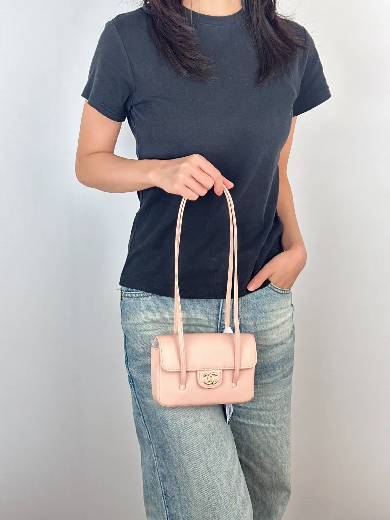 Chanel Shoulder Bag26p preppy coco Pink Grained Calfskinmini17 × 5 × 11.5 cm — on-model view 2 of 2
