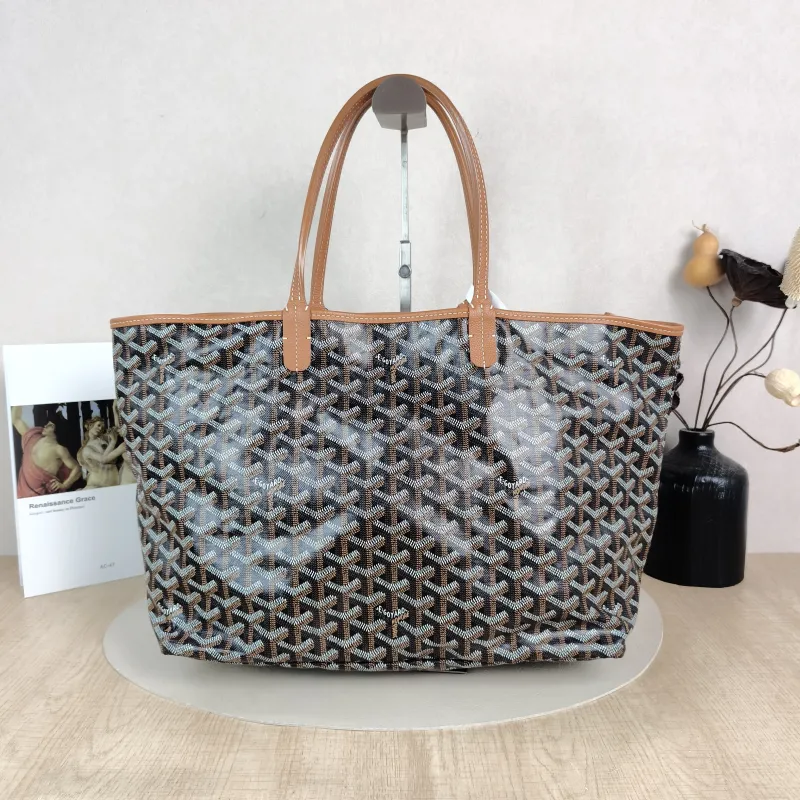GOYARD Shoulder Bag SAINT LOUIS Shopping Tote Brown ine Canvas Small 34 × 15 × 28 cm — cover view 2 of 5