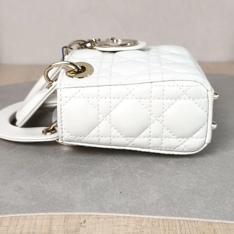 DIOR Crossbody Bag Lady Lady Dior Bag White Lambskin Mini 12 × 5 × 10 cm — detail view 1 of 11