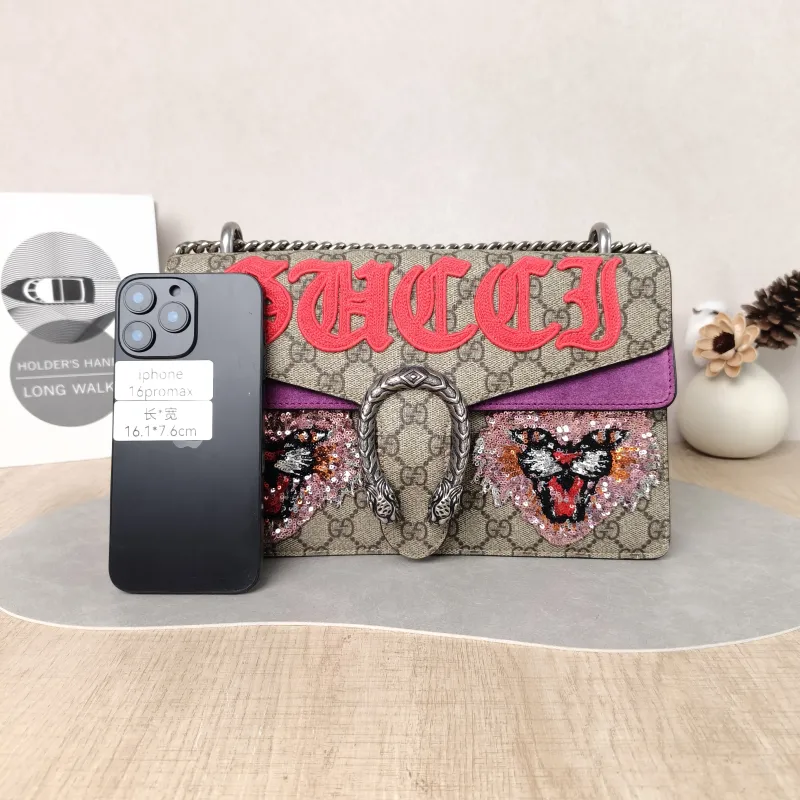 GUCCI Crossbody Bag Dionysus Monogram PVC Medium 28 × 9 × 17 cm — cover view 3 of 5