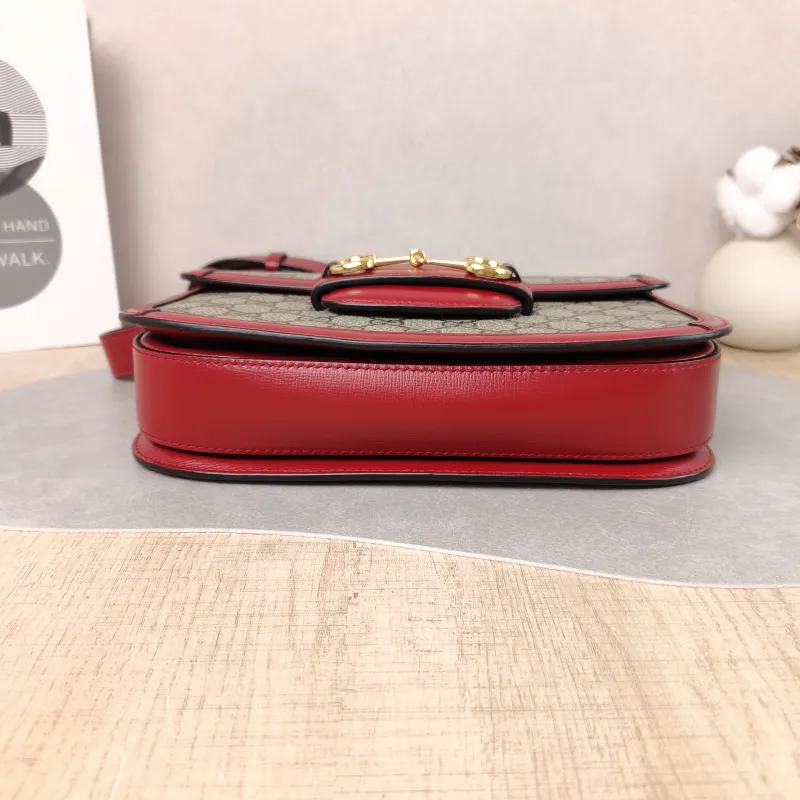 GUCCI Crossbody Bag Horsebit 1955 Horsebit Medium Red PVC Medium 25 × 8 × 18 cm — cover view 3 of 5