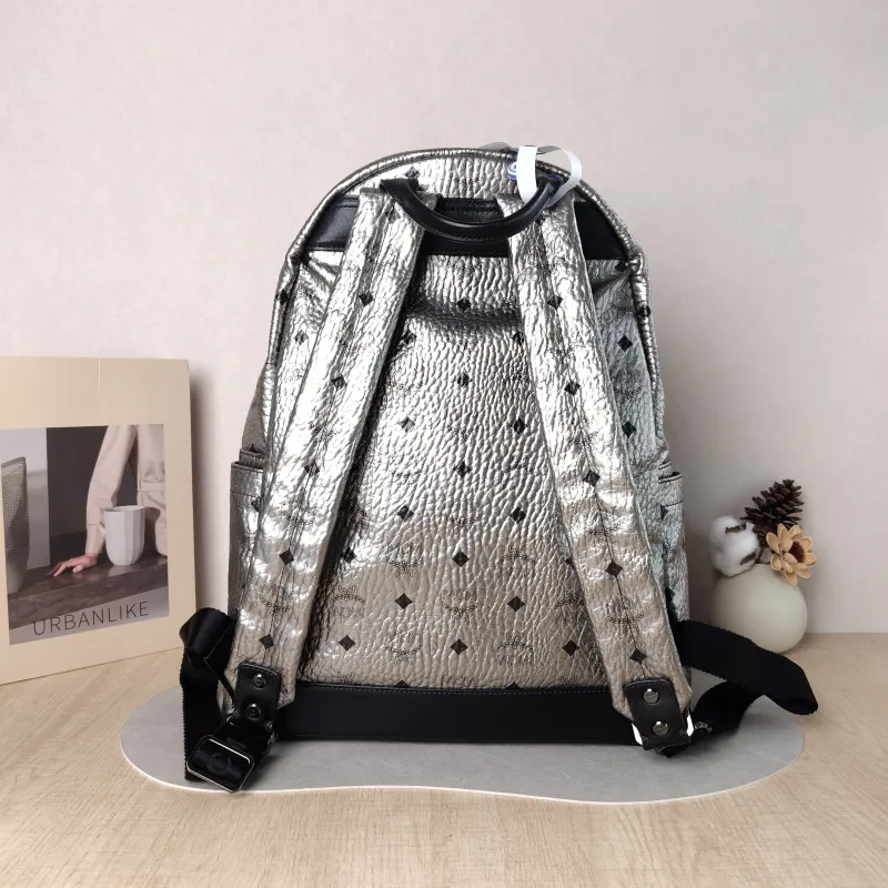 MCM Backpack Backpack Silver Canvas 32.5 × 15 × 39 cm — cover view 2 of 5