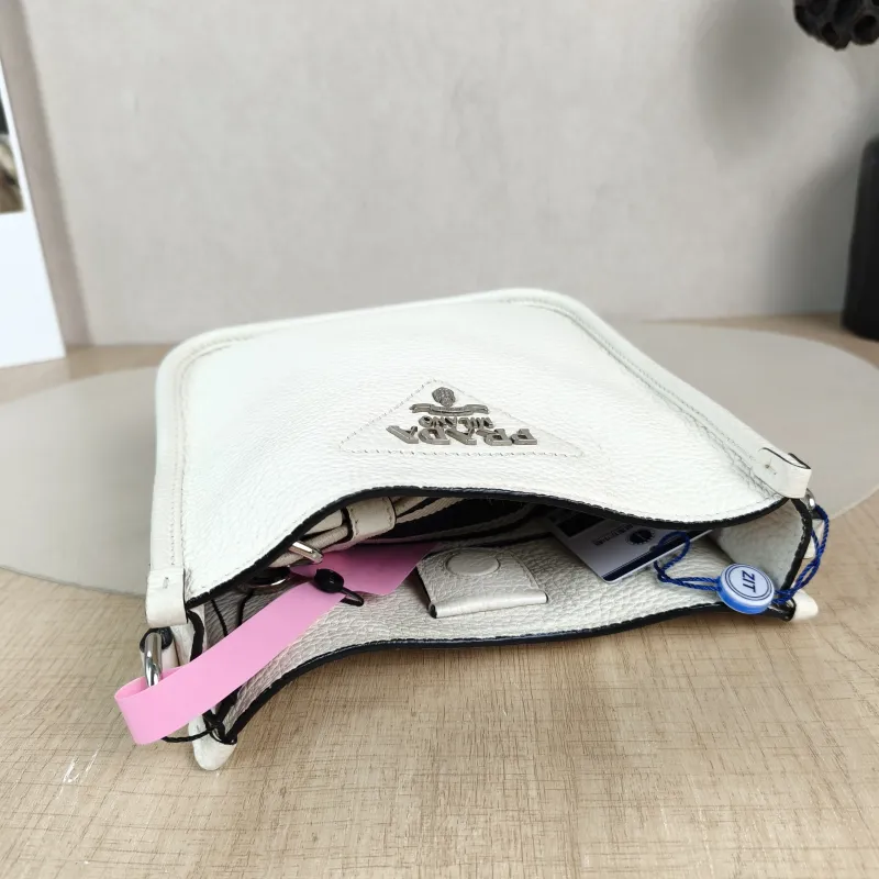 PRADA Crossbody Bag Crossbody Bag White Calfskin One Size 18 × 6.5 × 19.5 cm — detail view 4 of 11