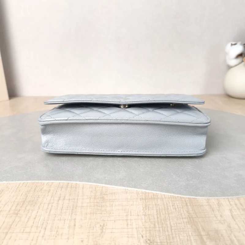 Chanel Crossbody Bag Classic Flap WOC CF WOCWOC Bag Grey Grained Calfskin Mini 19.2 × 3.5 × 12.3 cm — cover view 5 of 5