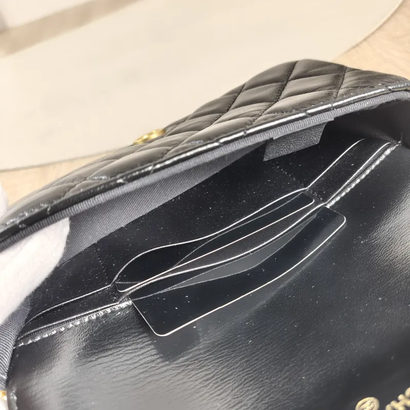 Chanel Crossbody Bag C Logo Crossbody Bag Black Lambskin One Size 17.5 × 4 × 9.5 cm — detail view 11 of 12