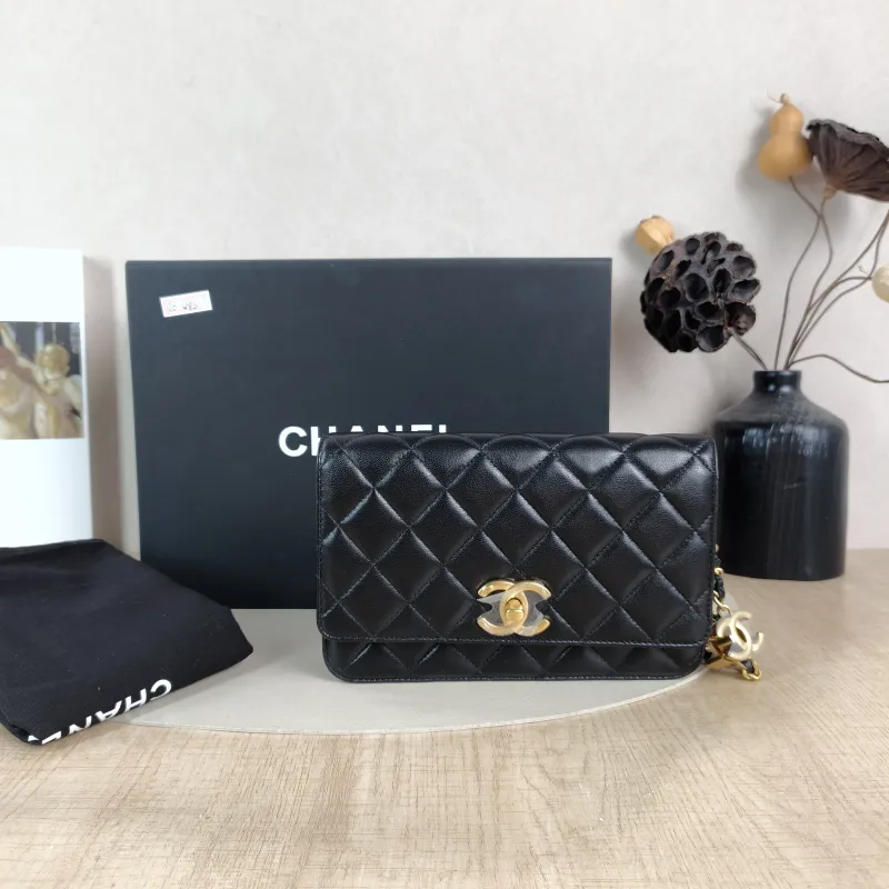 Chanel Crossbody Bag Classic Flap WOC CF WOCWOC Bag C Black Lambskin Mini 19.2 × 3.5 × 12.3 cm — cover view 3 of 6