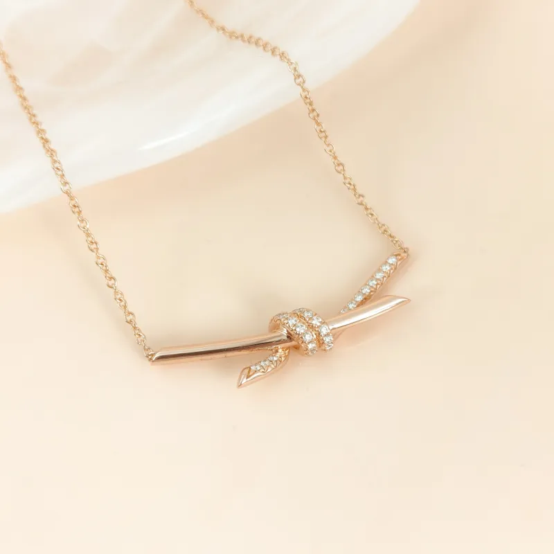 Tiffany&Co. Necklace Knot Collection Necklace Rose Gold Diamond18KR ose Gold Large 42cm — cover view 7 of 10