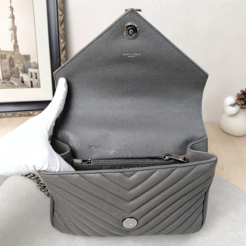 SAINT LAURENT Shoulder Bag COLLEGE Grey Calfskin24 × 6.5 × 17 cm — detail view 6 of 16